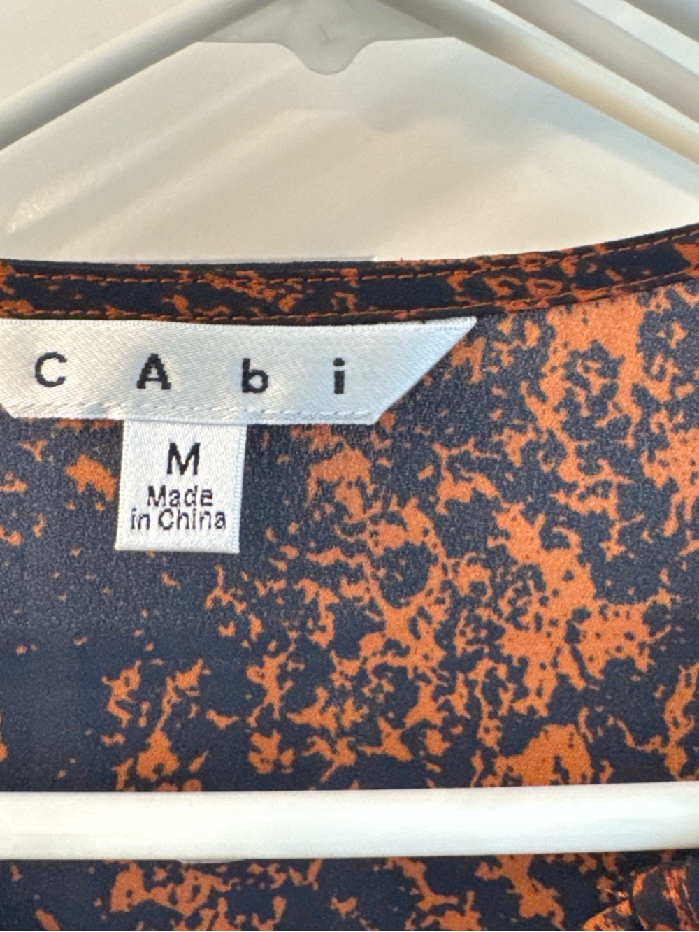 CAbi Orange and Black Printed Blouse